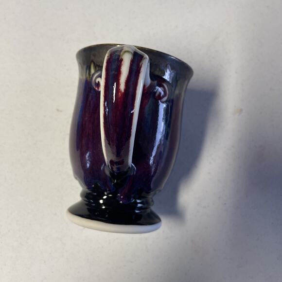 Edgecomb Potters ART POTTERY Mug LARGE Maroon Blue Drip Glaze - Picture 6 of 15